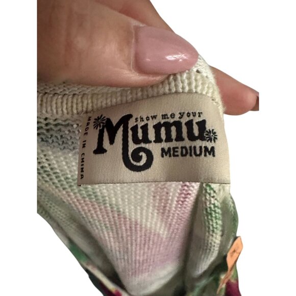 SHOW ME YOUR MUMU Tropical Knit Cold Shoulder Blouse Top Size Medium - Picture 8 of 8